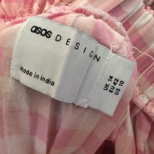ASOS Pink gingham open back mid length dress